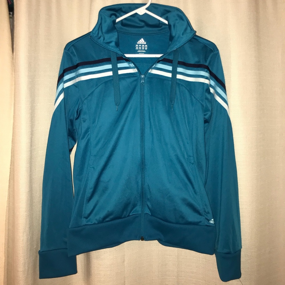 Blue striped Adidas zip up jacket 🧥